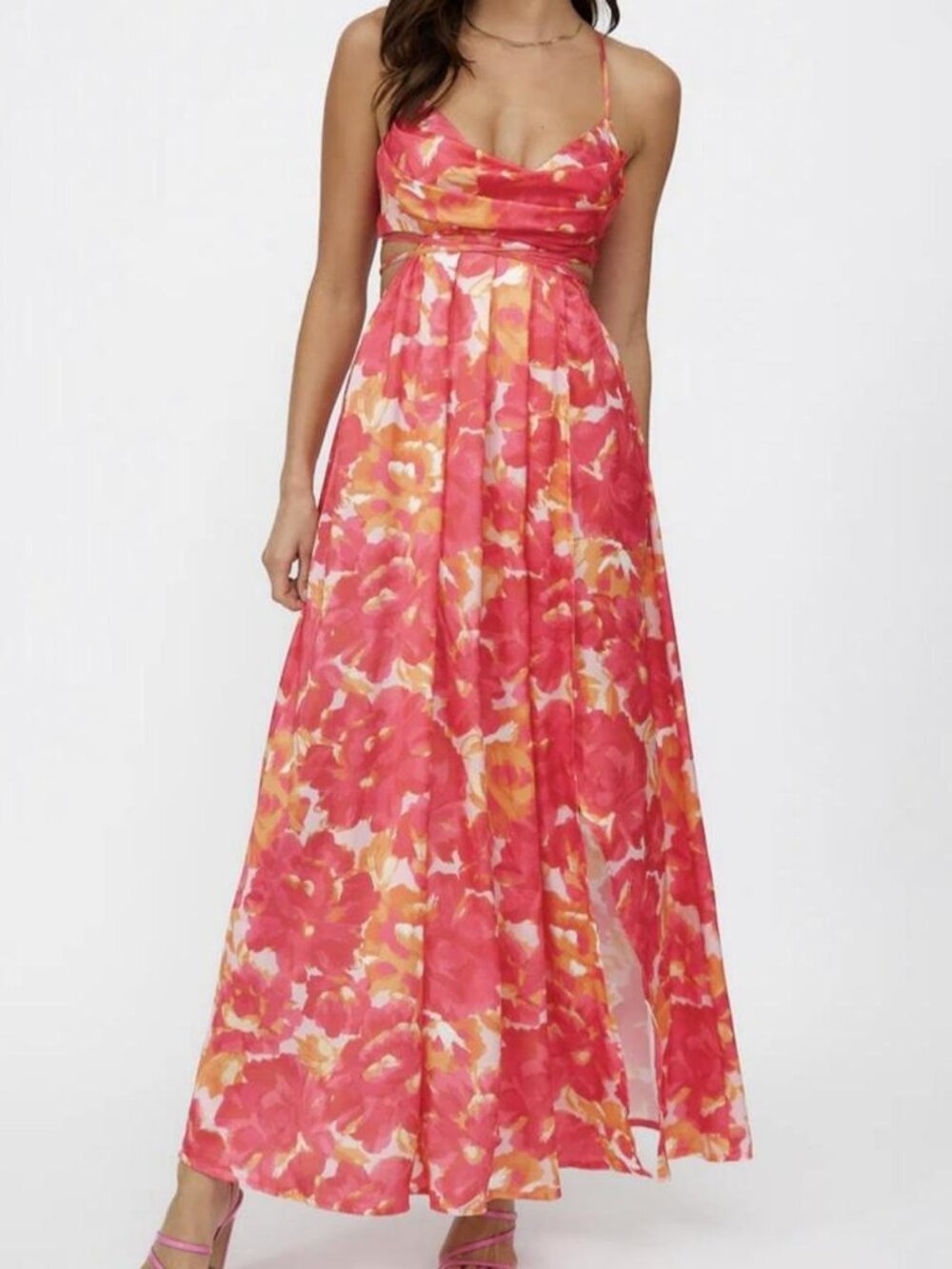 Pink and orange floral maxi dress from Hello Molly